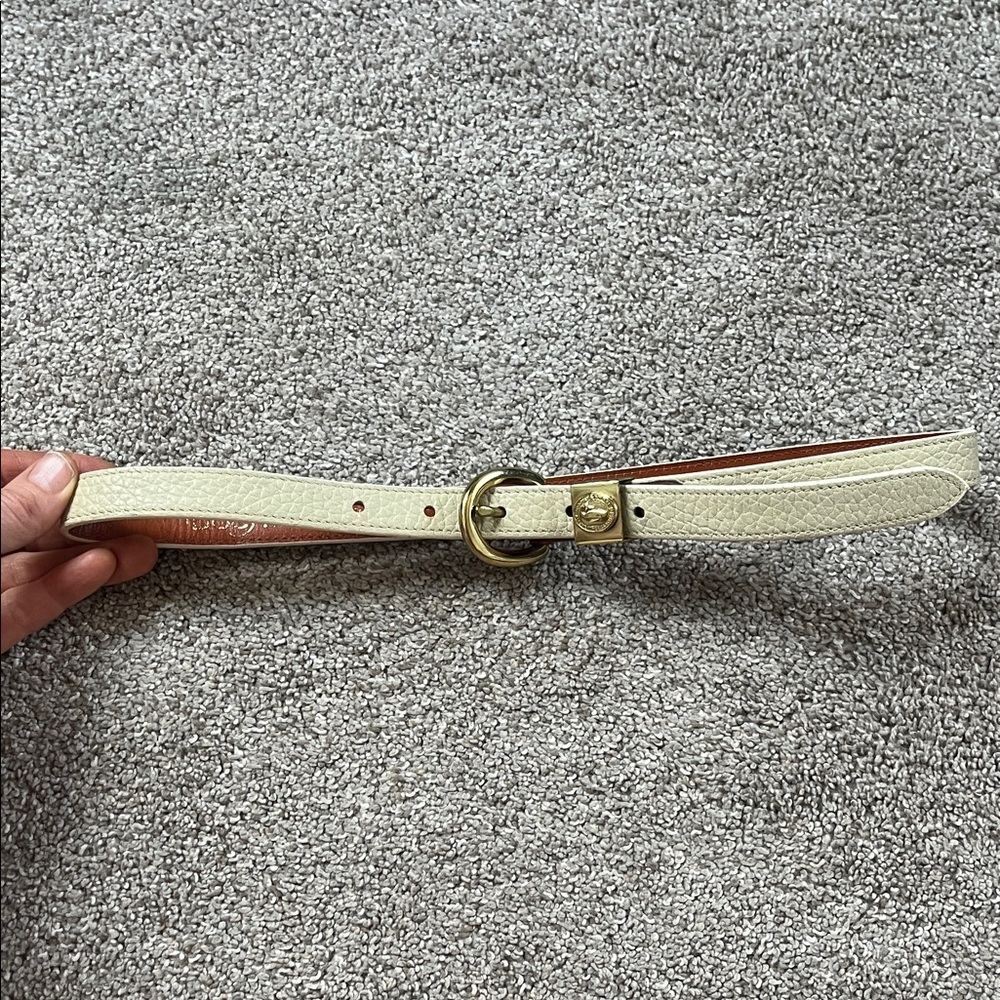Dooney & Bourke Made USA szS 26-28 “ Bone White or Cream Brass Tan Belt